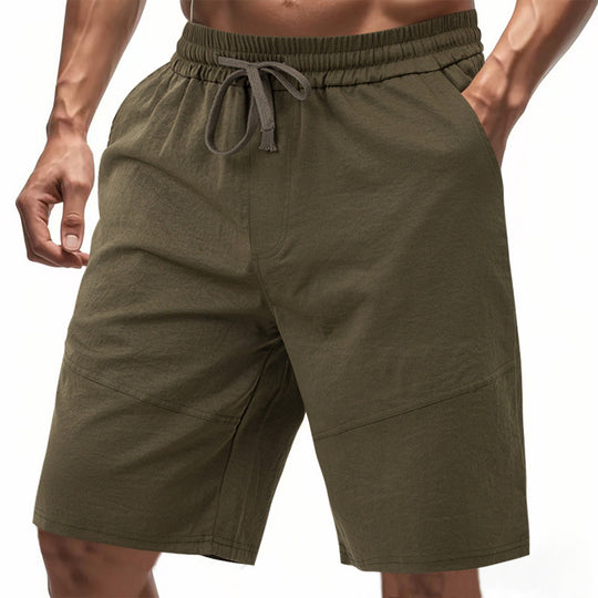 Herren nan knielange Leinenmix-Shorts mit elastischem Kordelzugbund und seitlichen Schubtaschen R&B