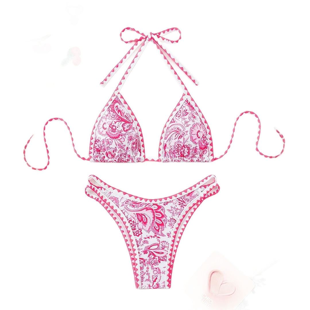 Damen Triangel-Bikini mit einzigartigem Paisleymuster und verstellbaren Trägern R&B