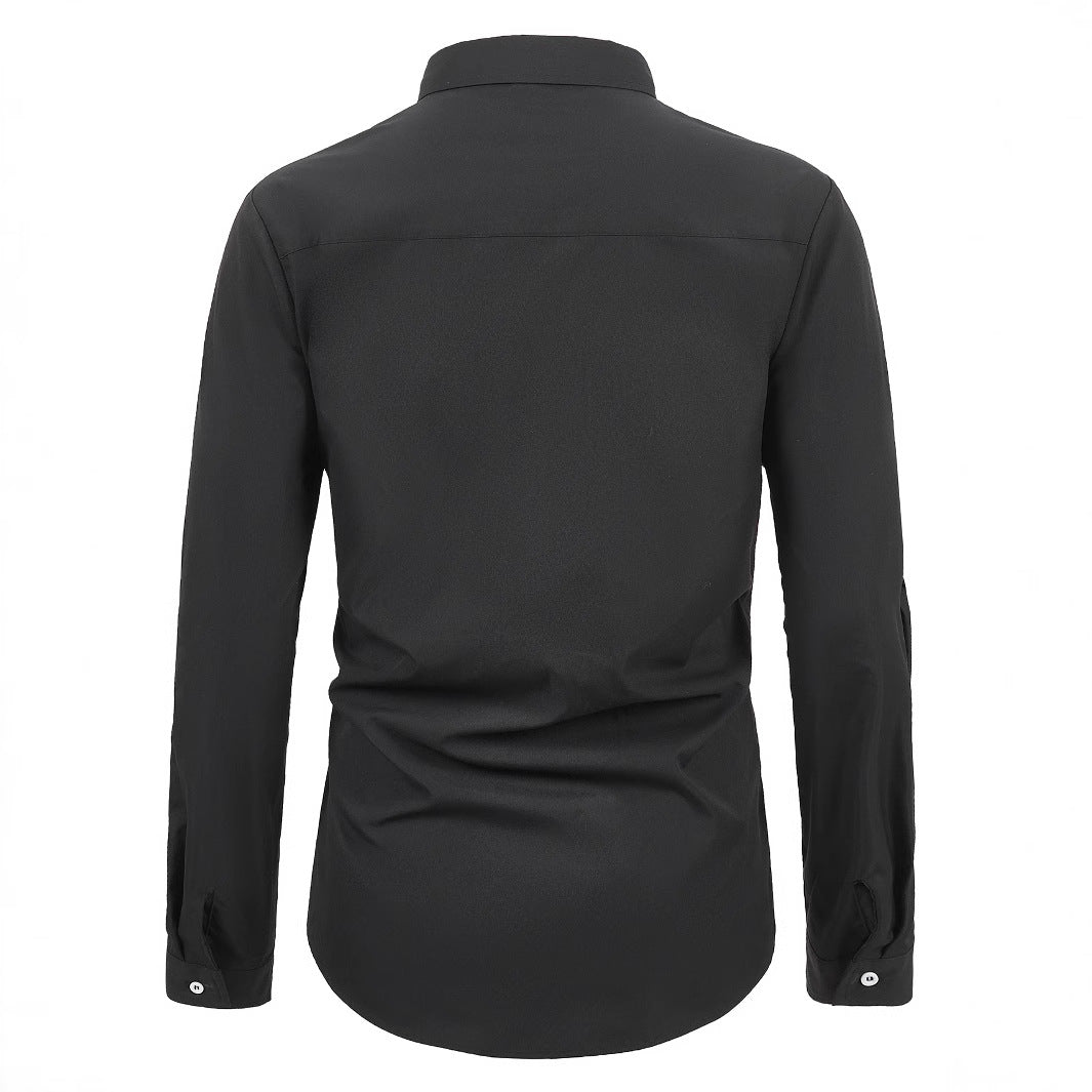 Herren Kreatives Langarmhemd mit asymmetrischem Design R&B
