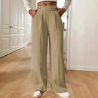 Damen Elegante und luftige Hochbundhose mit weitem Bein und praktischen Taschen R&B