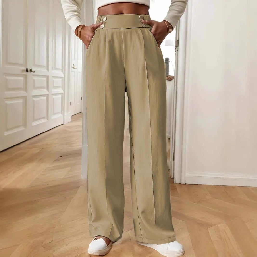 Damen Elegante und luftige Hochbundhose mit weitem Bein und praktischen Taschen R&B