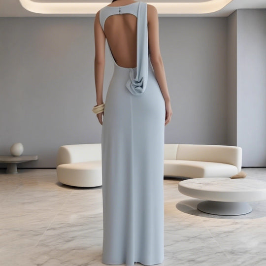 Damen Elegantes Maxi-Kleid mit raffinierter Drapierung und asymmetrischem Schnitt R&B