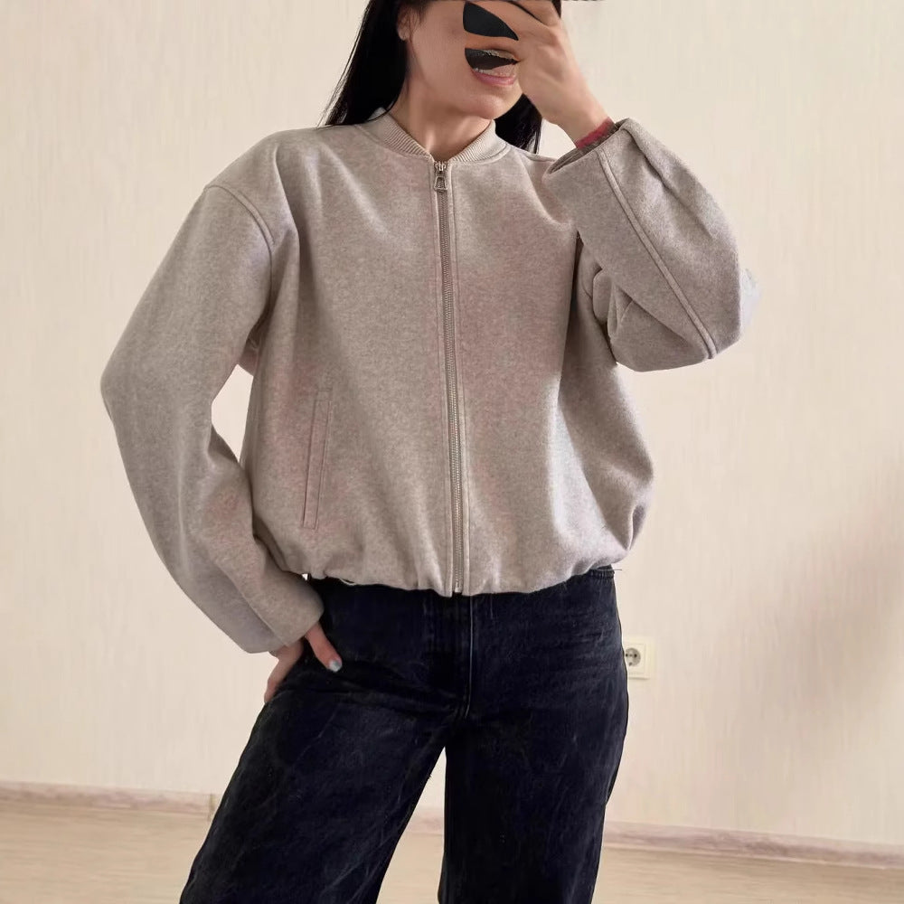 Damen Fleecejacke mit modernem Stehkragen und praktischen Taschen R&B