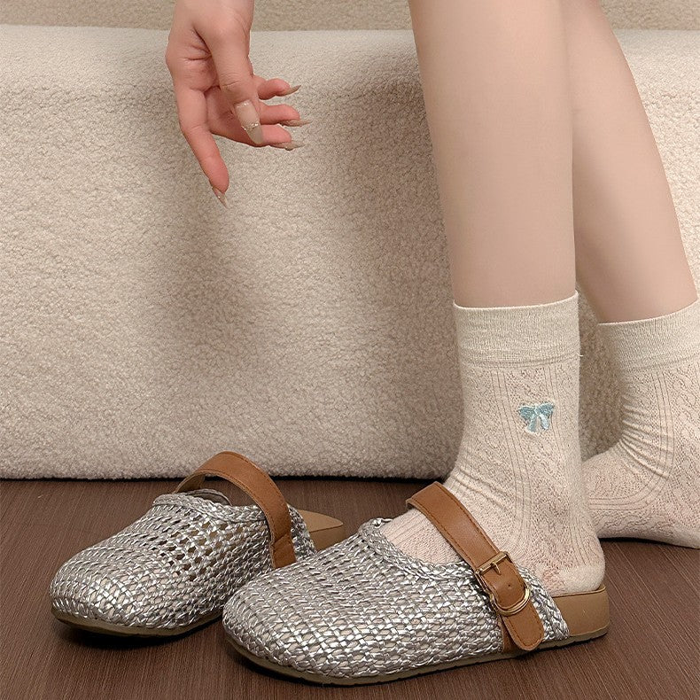 Damen Clogs mit geflochtenem Obermaterial und verstellbarem Riemen R&B