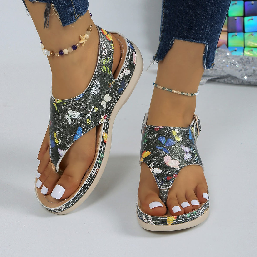 Damen Komfortable Sandalen mit floralen Details und verstellbarem Riemen R&B