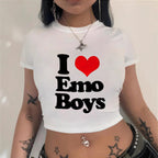 Damen Crop-T-Shirt mit künstlerischem Statementdruck R&B