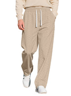 Herren nan locker fallende Strick-Jogginghose mit Zopfmuster und Kordelbund R&B