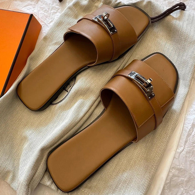 Damen elegante Flip-Flops mit modischen Riemen und komfortablem Fußbett R&B