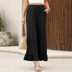 Damen Weite Freizeithose mit Rüsche R&B