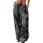 Damen Cargohosen mit hohem Bund und Allover-Muster R&B