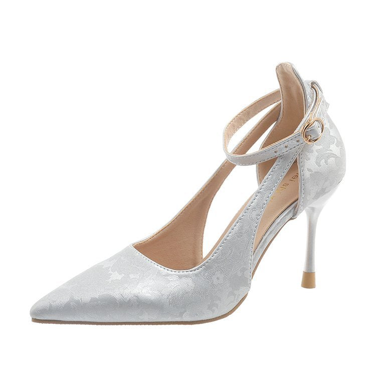 Damen Spitzen High Heels mit eleganter Fesselriemenverzierung R&B