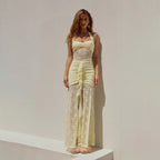 Damen Spitzen-Maxikleid mit raffiniertem Wickeldesign