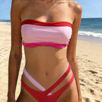 Damen Bandeau-Bikini-Oberteil mit kontrastierenden Riemen R&B