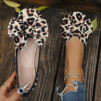 Damen Ballerinas mit modischem Leopardenmuster und dekorativem Schleifenakzent R&B
