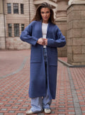 Damen Strickmantel mit tiefem V-Ausschnitt und großen Taschen R&B