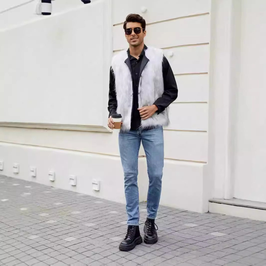 Herren Modische Kunstpelz-Weste R&B
