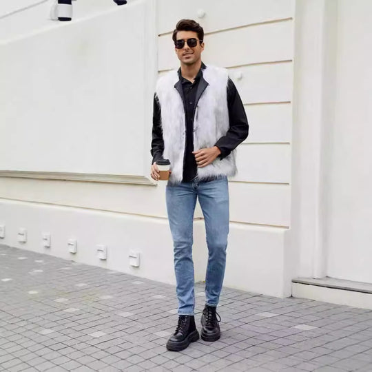 Herren Modische Kunstpelz-Weste R&B