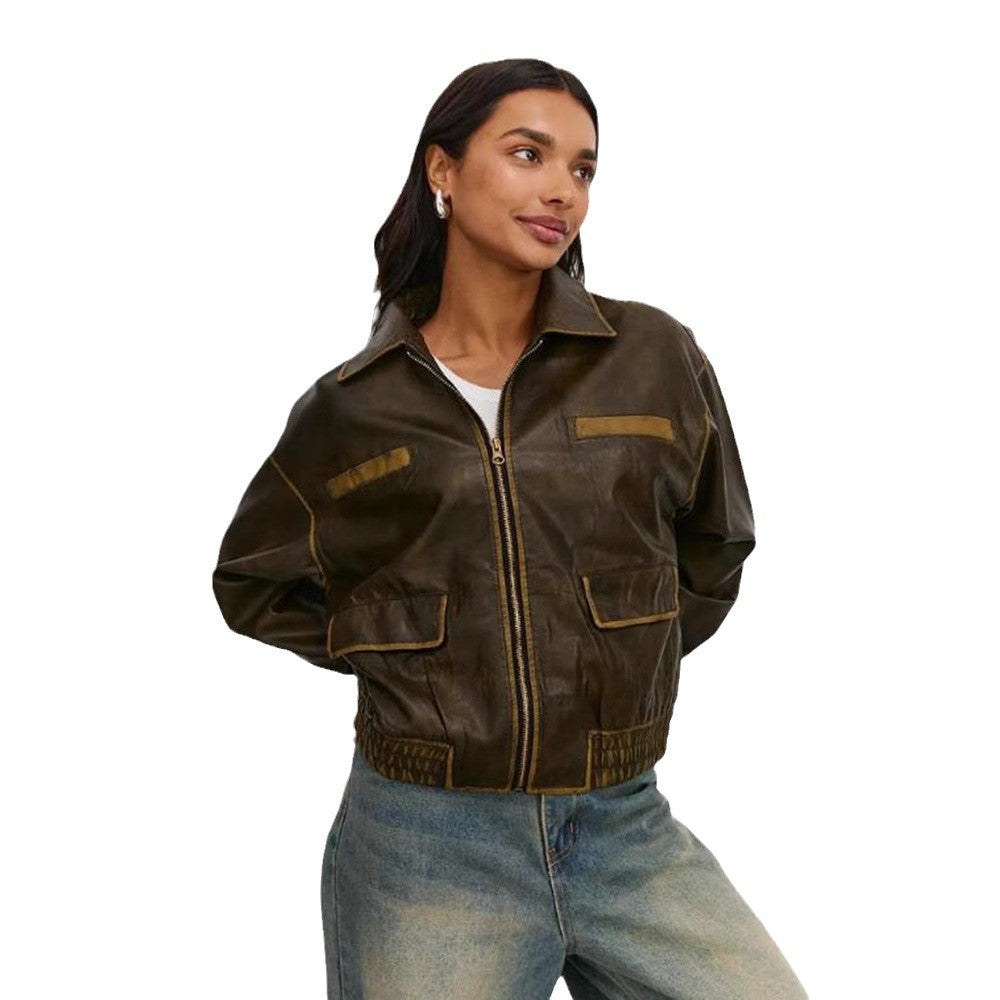 Damen modische jacke mit praktischen Taschen und elastischem Saum R&B