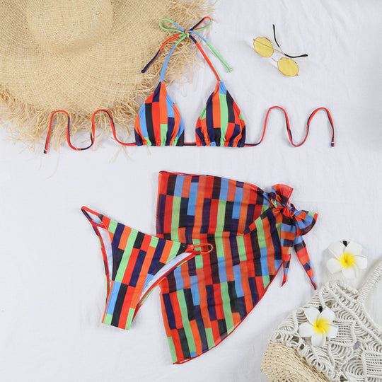 Damen Triangel-Bikini mit hochwertigem Bindeband und modischer Wickelrock-Optik R&B