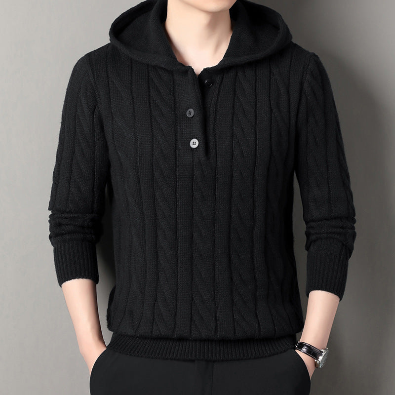 Herren Kapuzenpullover mit strukturierter Strickoptik