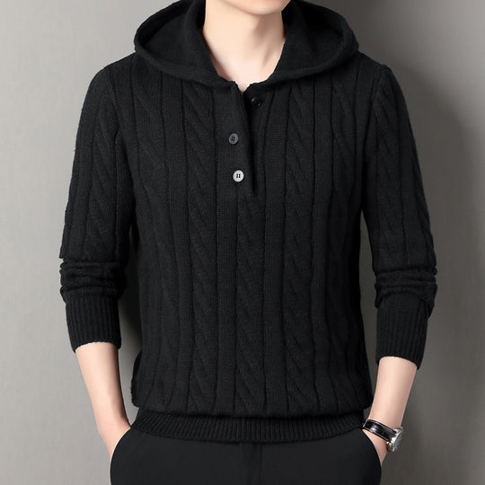 Herren Kapuzenpullover mit strukturierter Strickoptik R&B