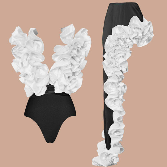 Damen auffälliges Badeanzug und Palazzo-Hose Set R&B
