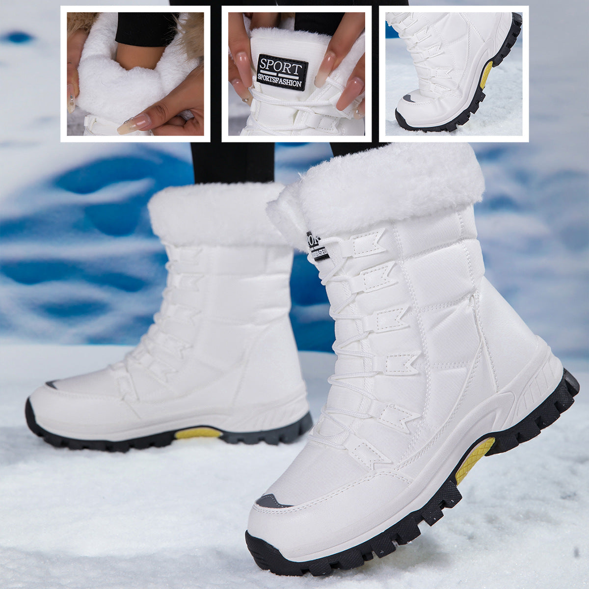 Damen wärmeisolierte Winterstiefel mit rutschfester Profilsohle