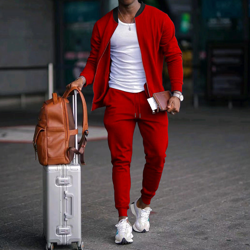 Herren Sportliches Freizeit-Set aus atmungsaktivem Material mit Reißverschluss und praktischen Taschen R&B