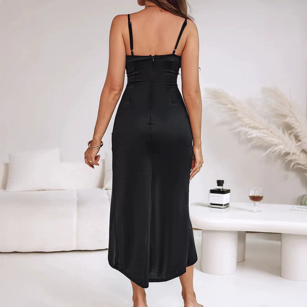 Damen Elegantes Maxi-Kleid mit asymmetrischem Schnitt und hohem Schlitz R&B