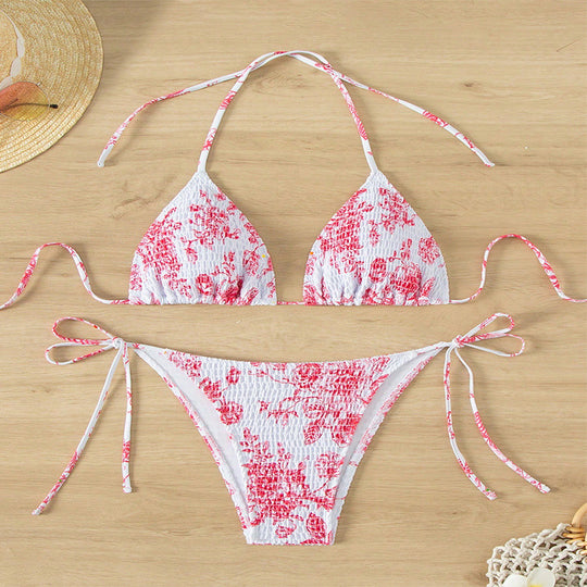 Damen Triangel-Bikini mit verstellbaren Trägern und klassischen Schnürdetails R&B
