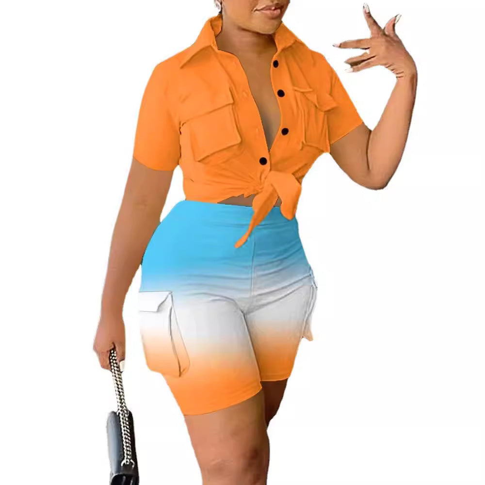 Damen Freizeit Set mit modischem Hemd und stylischen Shorts R&B