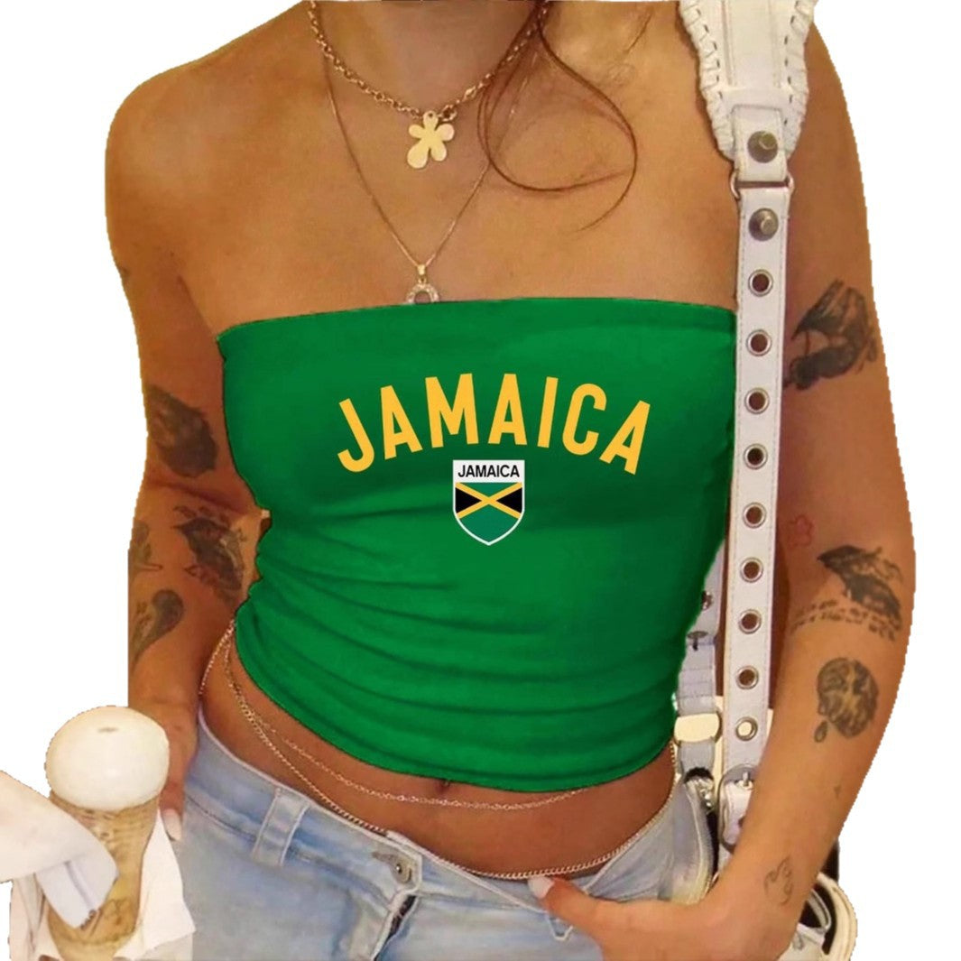 Damen Crop-Top mit seitlichem Logo-Design und elastischem Material R&B