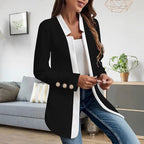 Damen Elegante und schicke Blazerjacke mit Kontrastdetails R&B