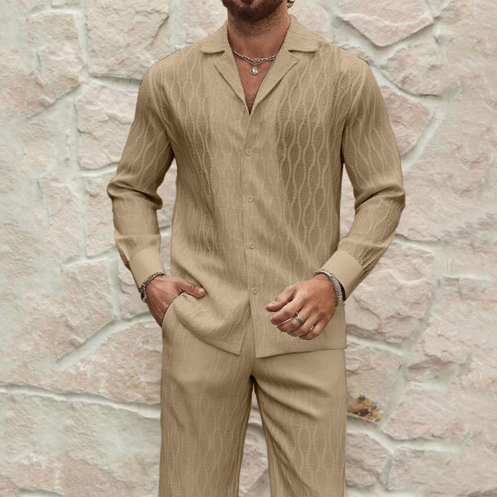 Herren eleganter Set mit feinem Strukturmuster und komfortablem Schnitt R&B
