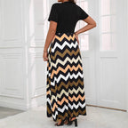 Damen Maxikleid mit einem modernen Zickzackmuster R&B