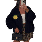 Damen Strickjacke mit fröhlichem Ananas-Motiv und oversized Schnitt R&B