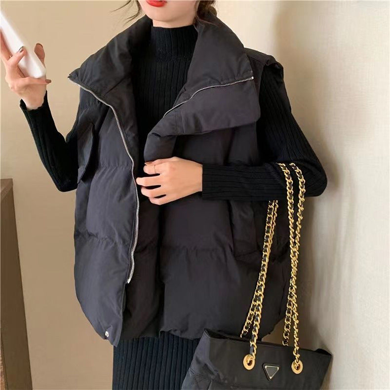 Damen Wattierte Utility-Weste mit seitlichen Taschen und hohem Kragen R&B