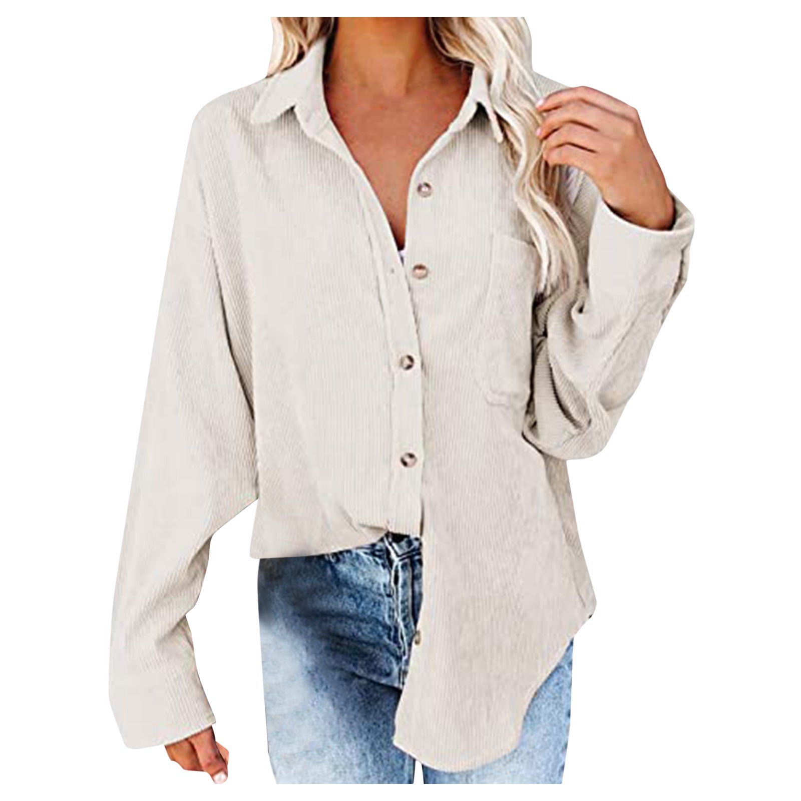 Damen Übergroße Kordbluse R&B