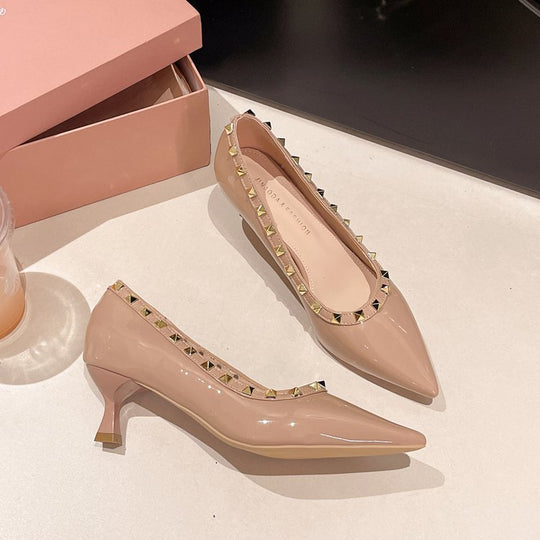 Damen elegante spitze Pumps mit funkelnden Pyramidendetails R&B