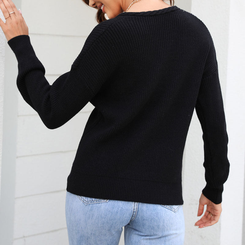 R&B | Damen Strickpullover mit V-Ausschnitt In Lockerer Passform