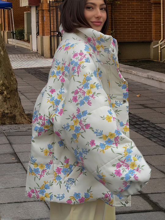 Damen Freizeitjacke mit floralem Muster und voluminösen Ärmeln R&B