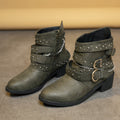 Damen modische Stiefeletten mit verzierten Riemen und Kettenelementen R&B