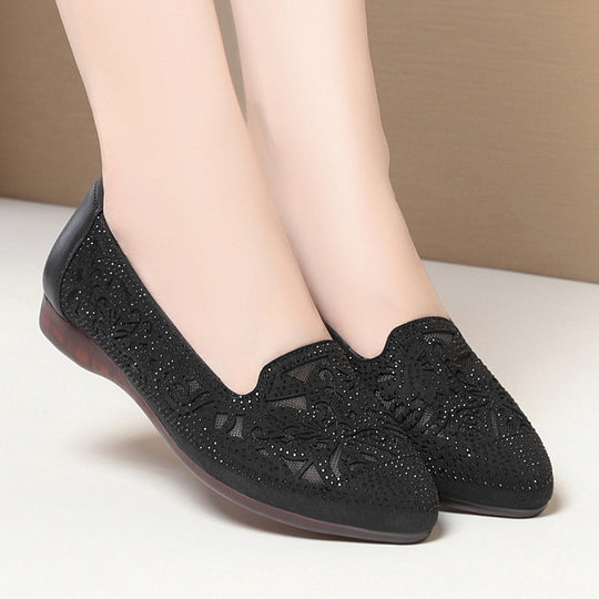 Damen Elegante Ballerinas mit filigranem Cut-Out-Design und funkelnden Strassdetails R&B