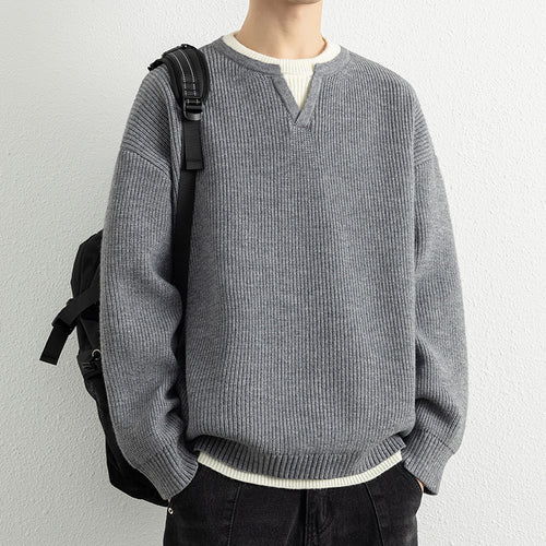 Herren Strickpullover mit V-Ausschnitt und strukturiertem Design R&B