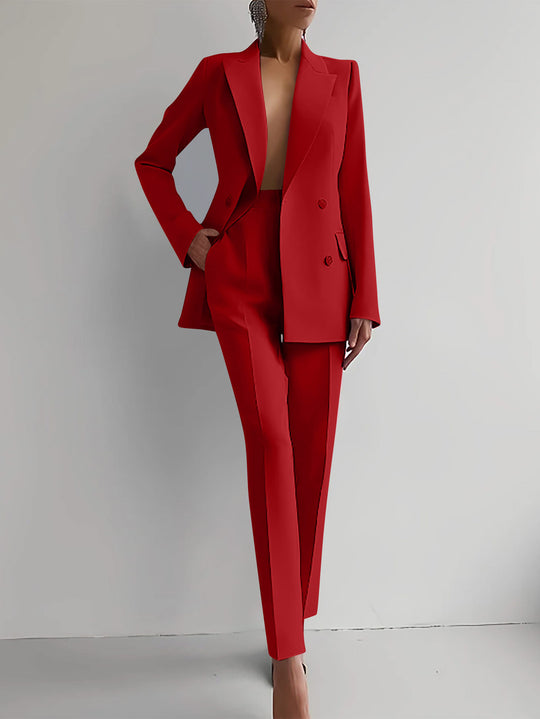 Damen elegante zweireihige Blazer mit maßgeschneiderter Hose R&B