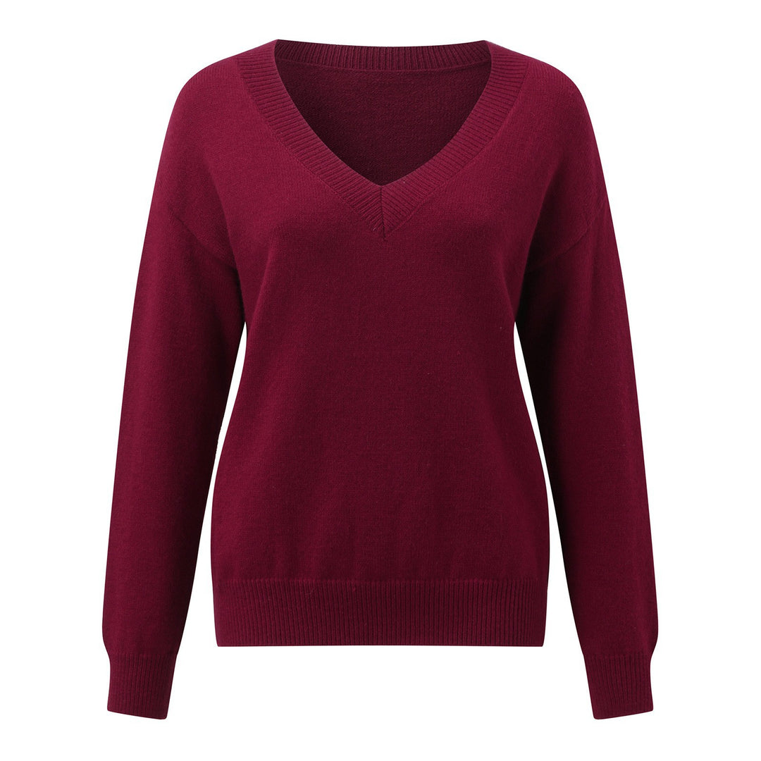 Damen V-Ausschnitt Strickpullover in feiner Wollqualität R&B