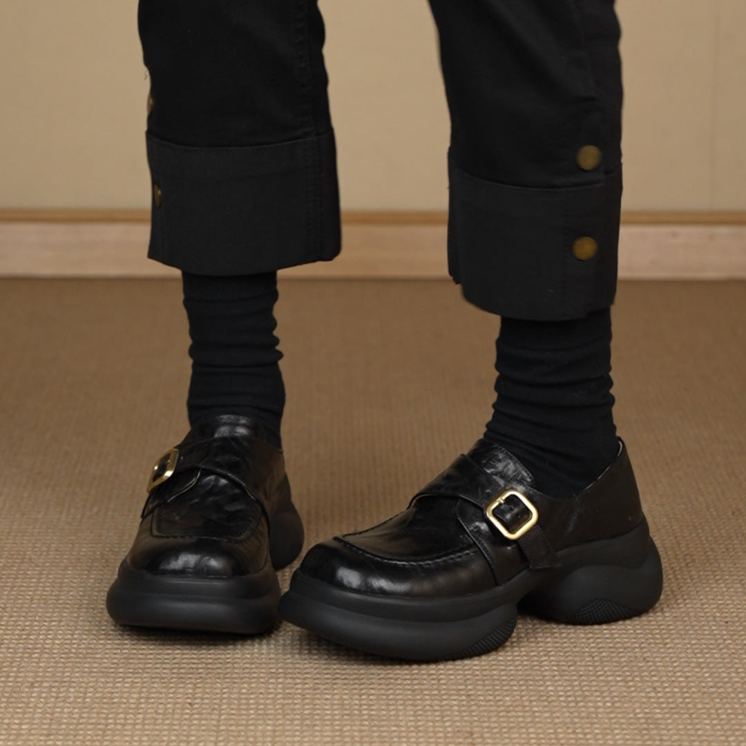 Damen Mokassins mit elegante Schnalle und komfortabler Plattformsohle