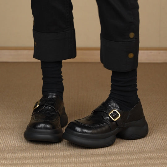 Damen Mokassins mit elegante Schnalle und komfortabler Plattformsohle R&B