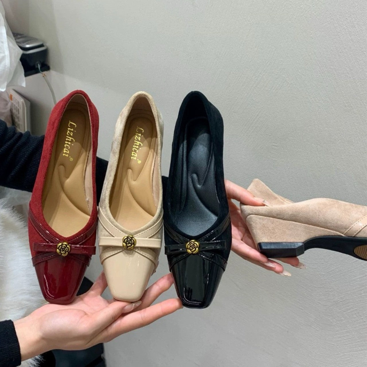 Damen Elegant geschnürte Ballerinas mit dekorativer Schleifenverzierung R&B
