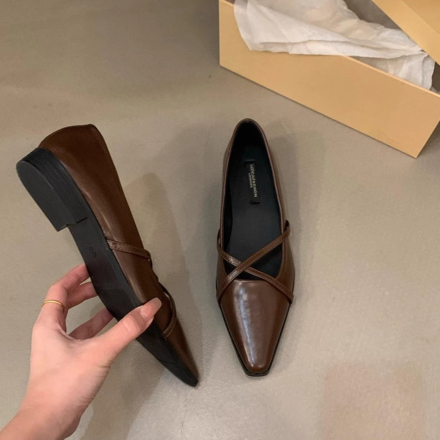 Damen elegante Ballerinas mit gekreuztem Riemchen R&B